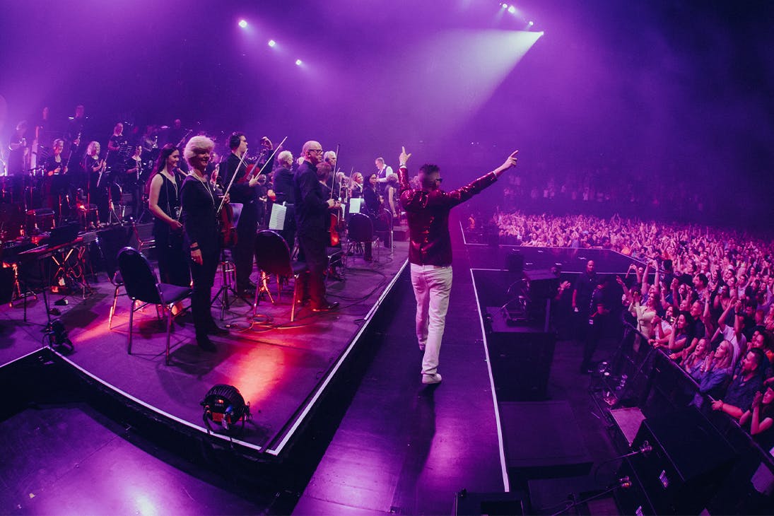 a stage with an orchestra on it